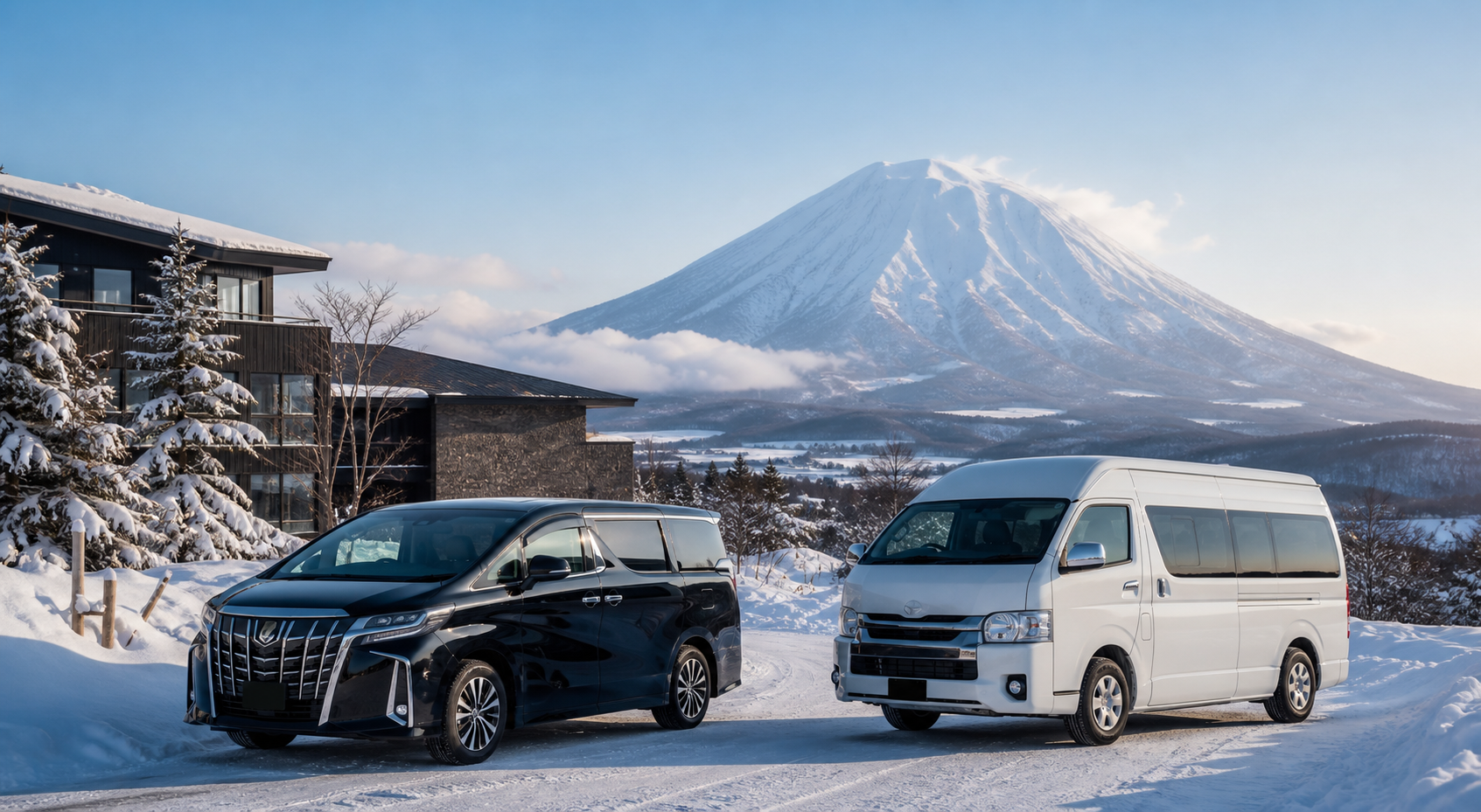 Private Niseko transfer vehicle in Hokkaido snow